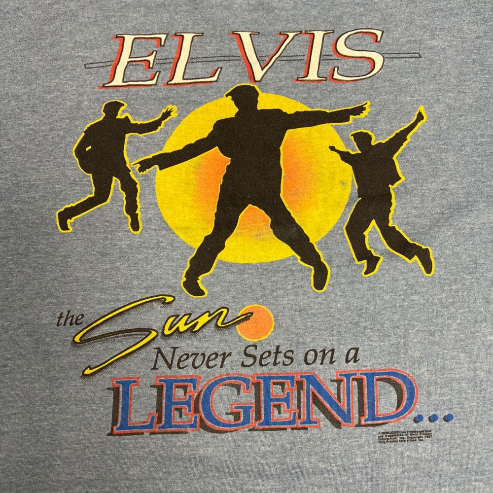 Vintage‎ Screen Stars Best Elvis T-Shirt The Sun Never Sets on a Legend XXL